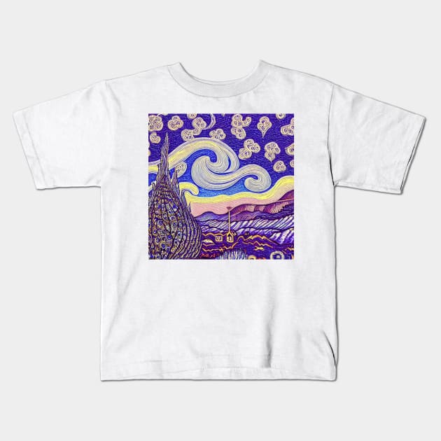 Beautiful Abstract swirl Cosmos Landscape Kids T-Shirt by Zachariya420